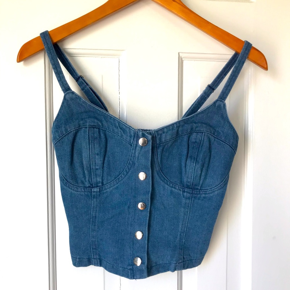 Body Central Denim Crop Top